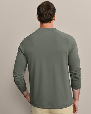 Rhone® Waffle Tech Henley in Olive Shadow
