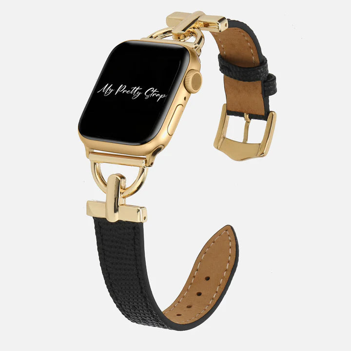 Glam Leather Strap in Gold/Black
