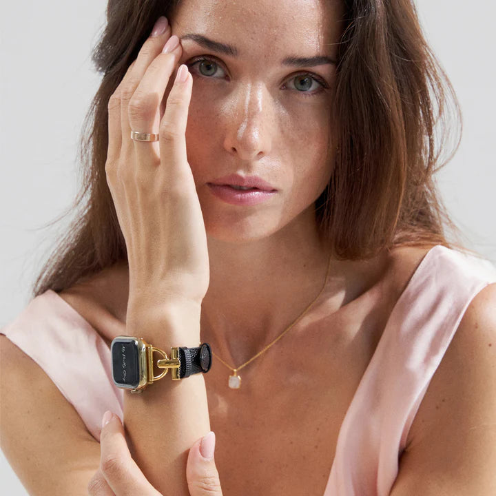 Glam Leather Strap in Gold/Black