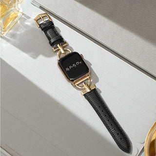 Glam Leather Strap in Gold/Black