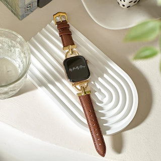 Glam Leather Strap in Gold/Brown