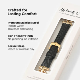Glam Leather Strap in Gold/Black