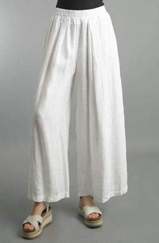 White Wide Leg Linen Pant in White