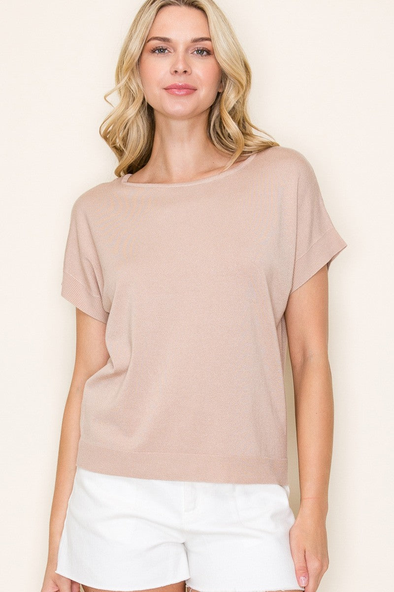 Raw Edge Short Sleeve Top