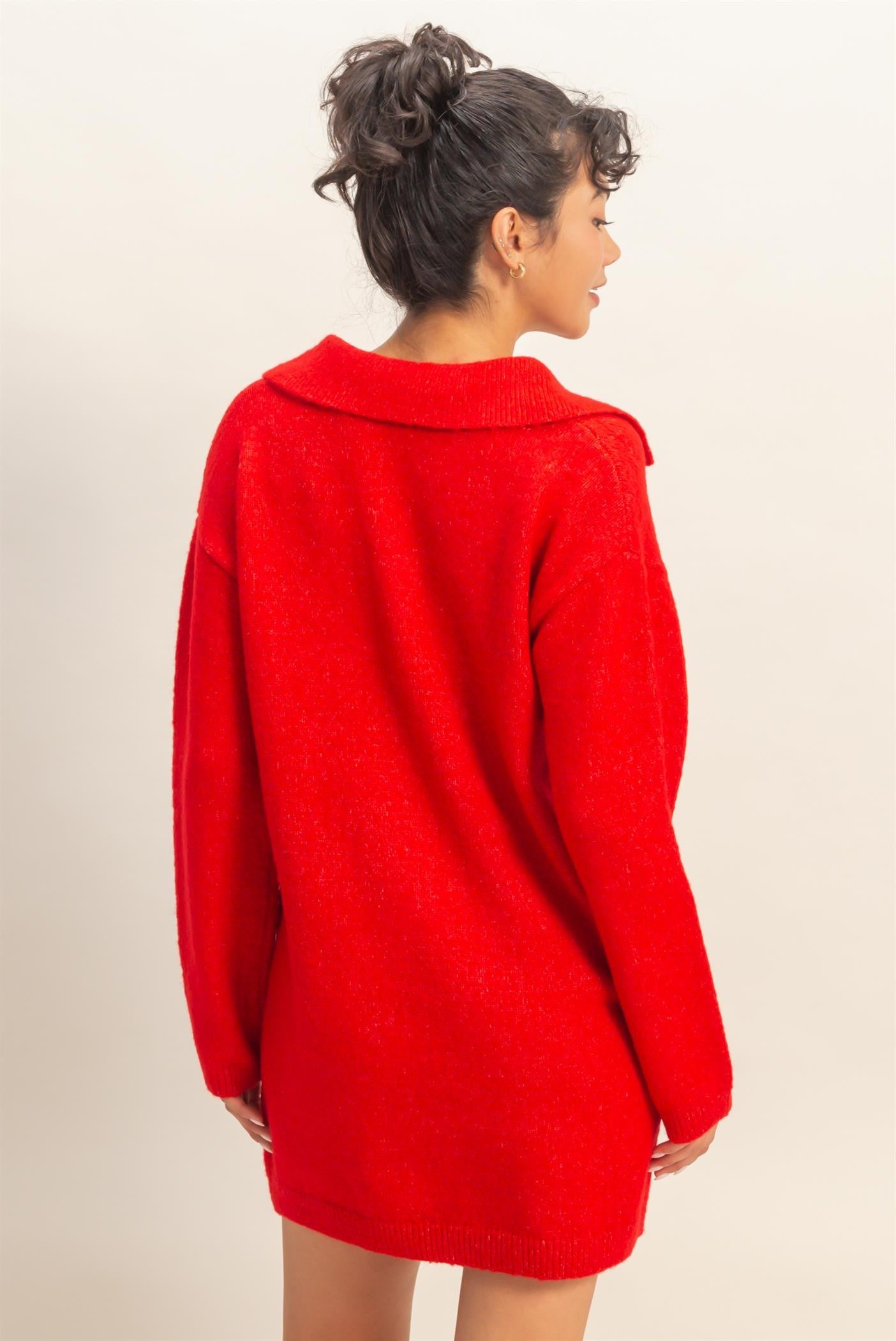 Sophisticated Polo Long Sleeve Sweater Dress