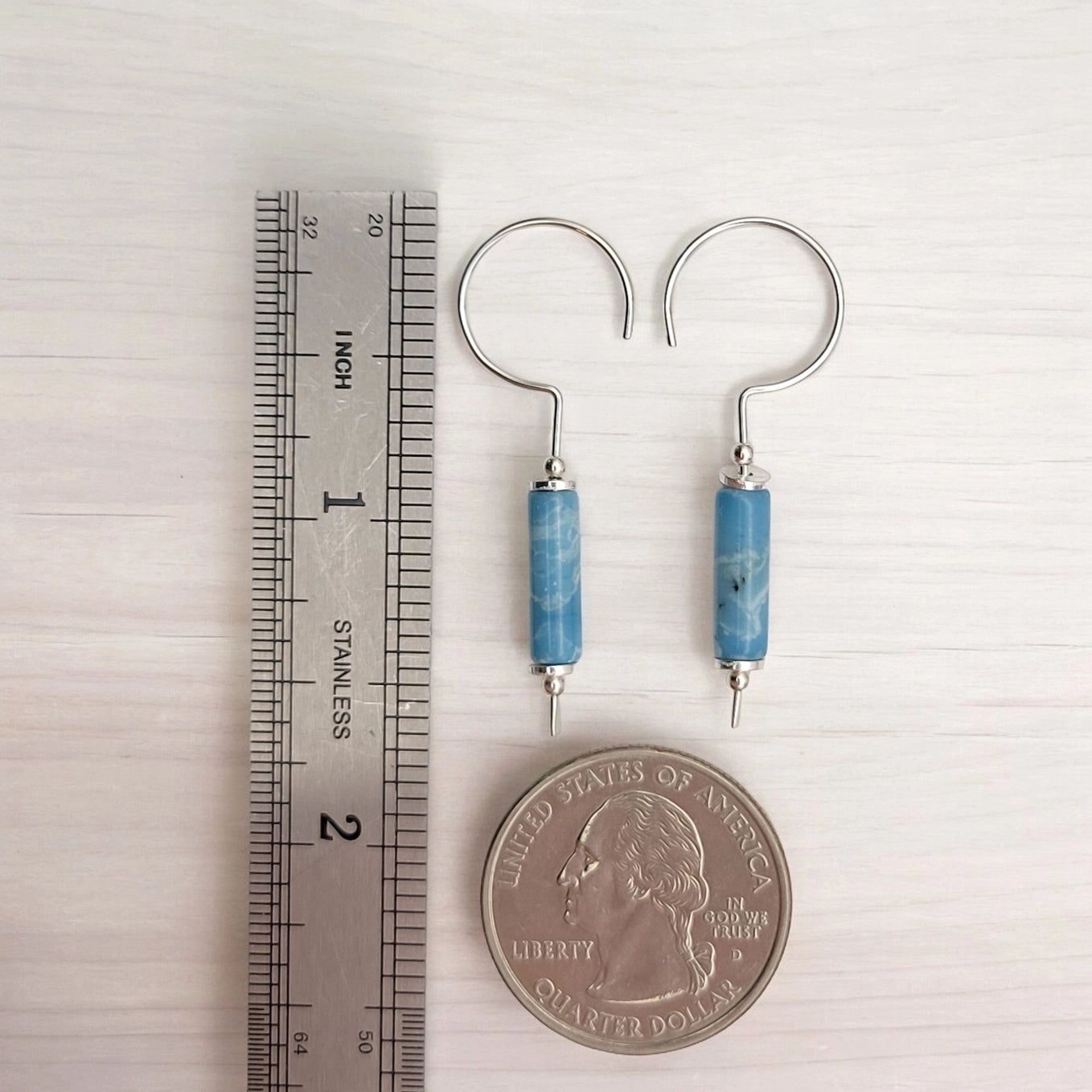 Handmade Sterling Silver & Larimar Quartz Threader Earrings