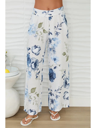 Gardenia Print Wide Leg Pants