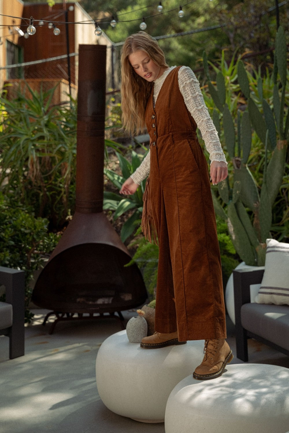 Corduroy Button Up Jumpsuit