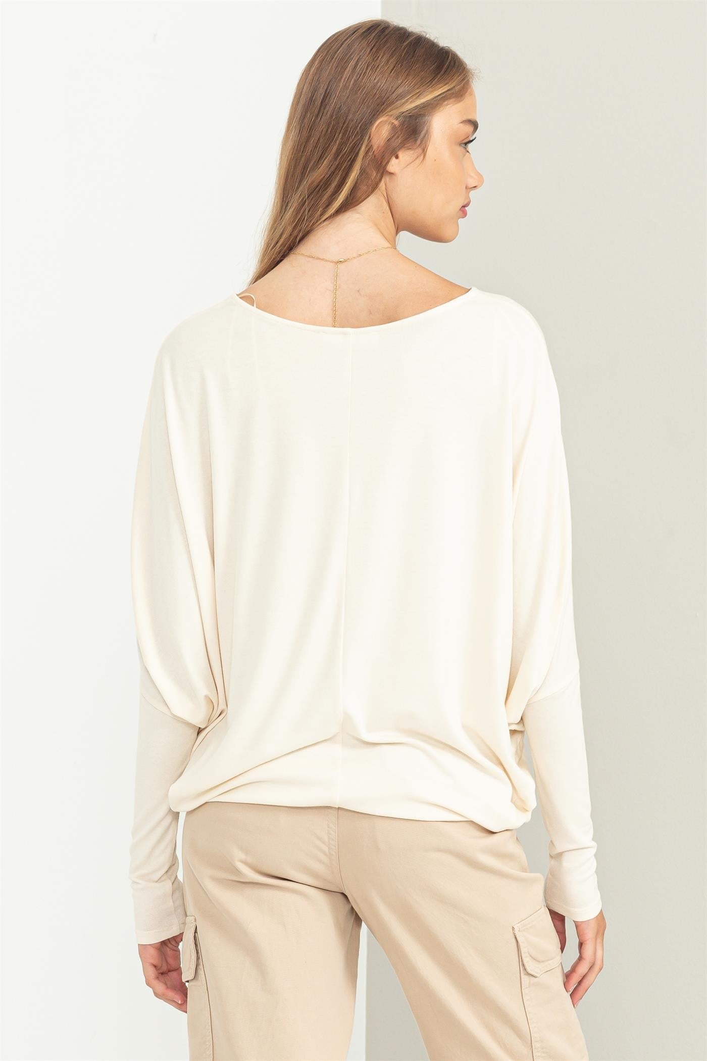 Relaxed Fit Dolman Top in Cream