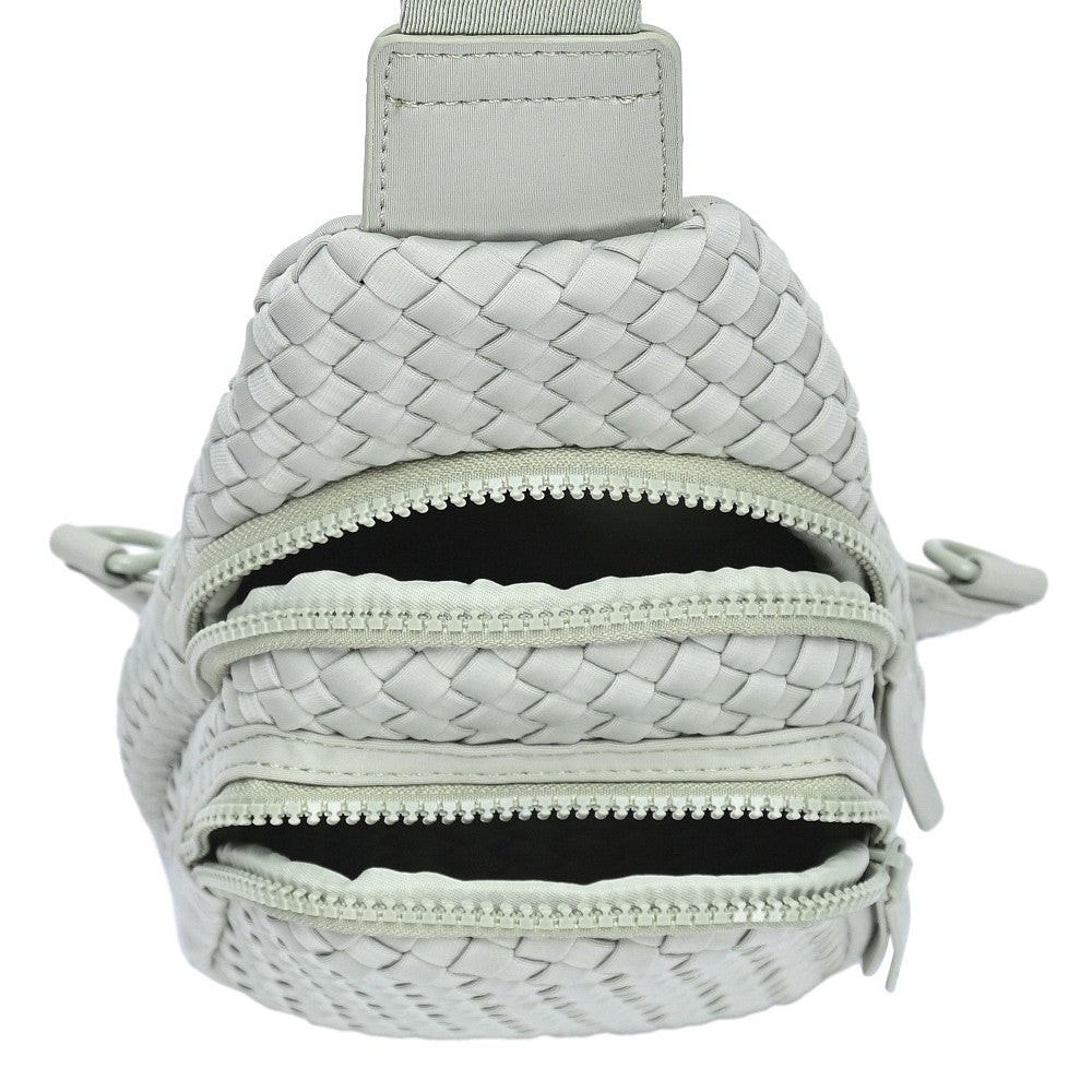 Woven Sling Crossbody Bag in Black