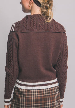 Sailor Collar Sweater in Brown