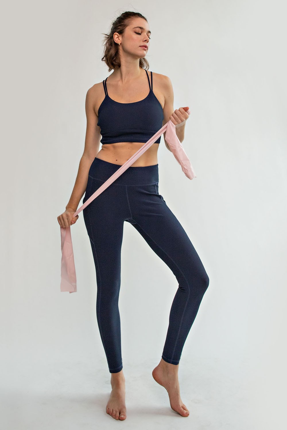 Ribbed Yoga Pants with Pockets in. Black