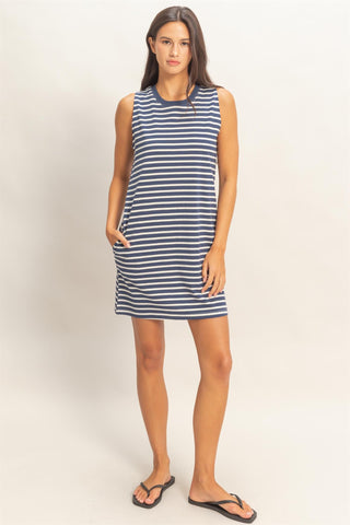 Stripe Tank Top Dress in Navy