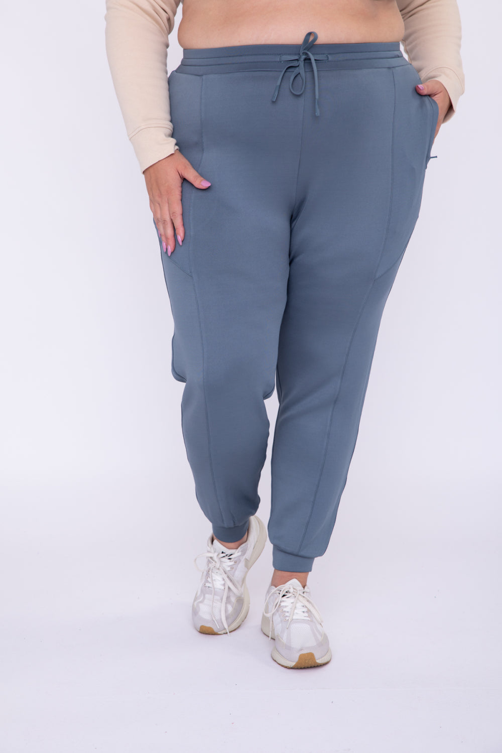 Curvy Cuffed Joggers in Blue