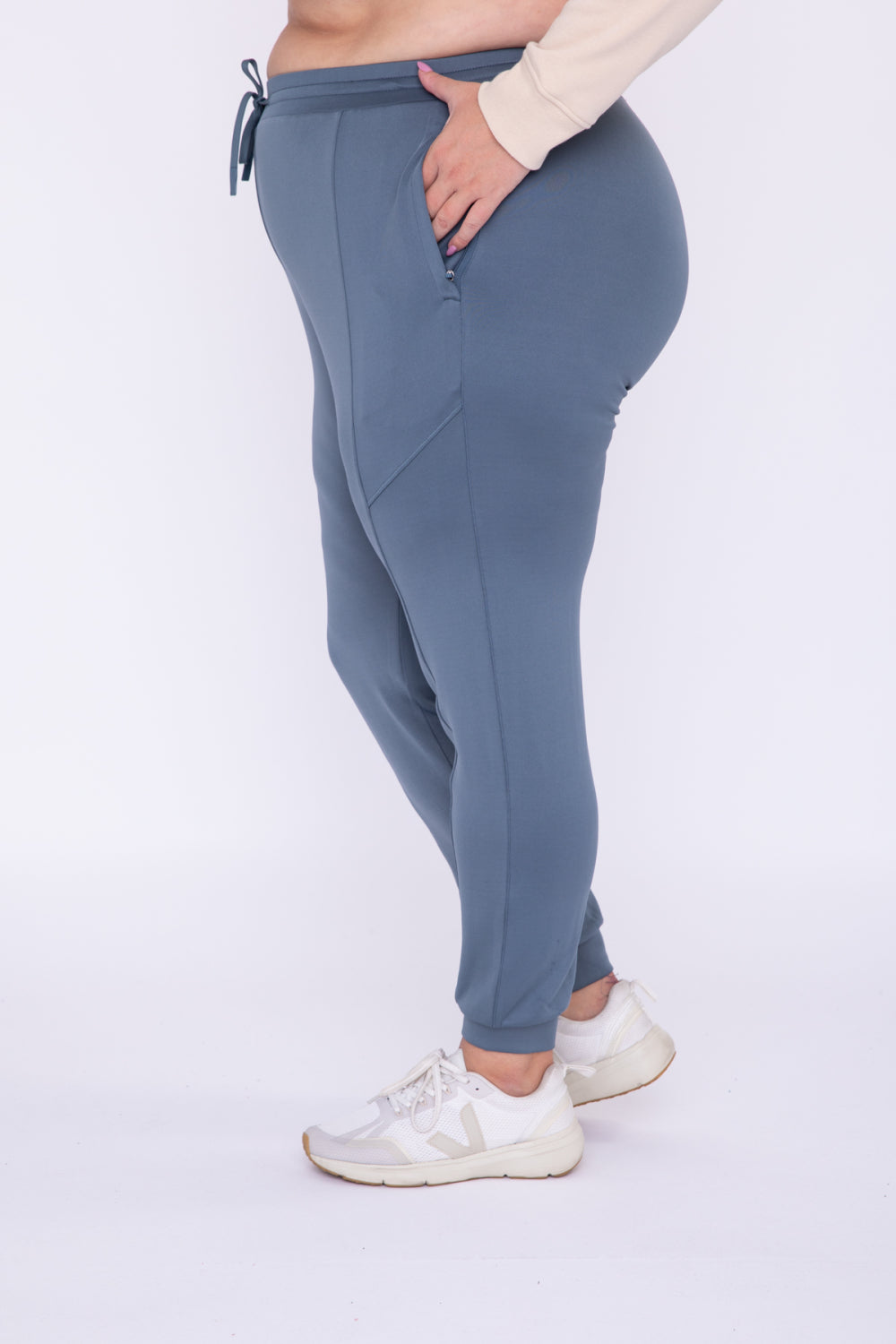 Curvy Cuffed Joggers in Blue