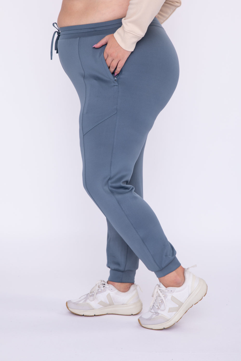 Curvy Cuffed Joggers in Blue