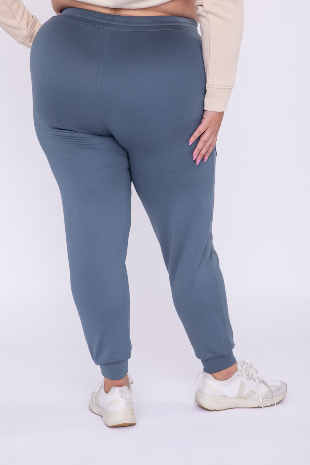 Curvy Cuffed Joggers in Blue