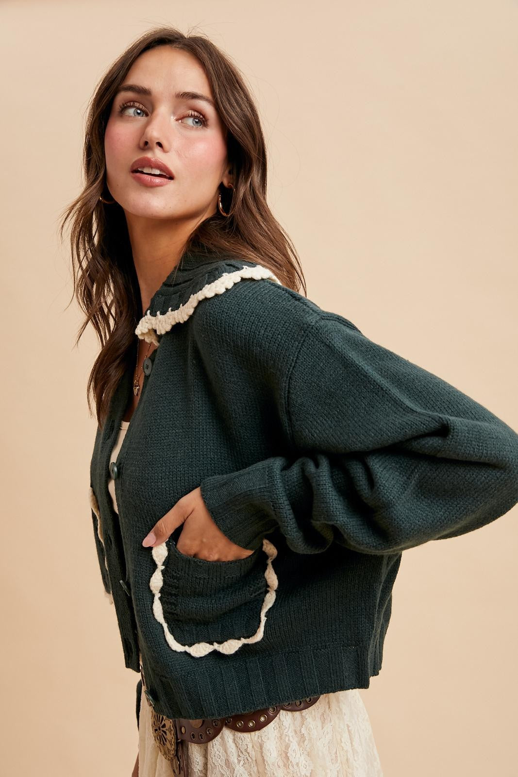 Darling Knitted Cardigan in Green