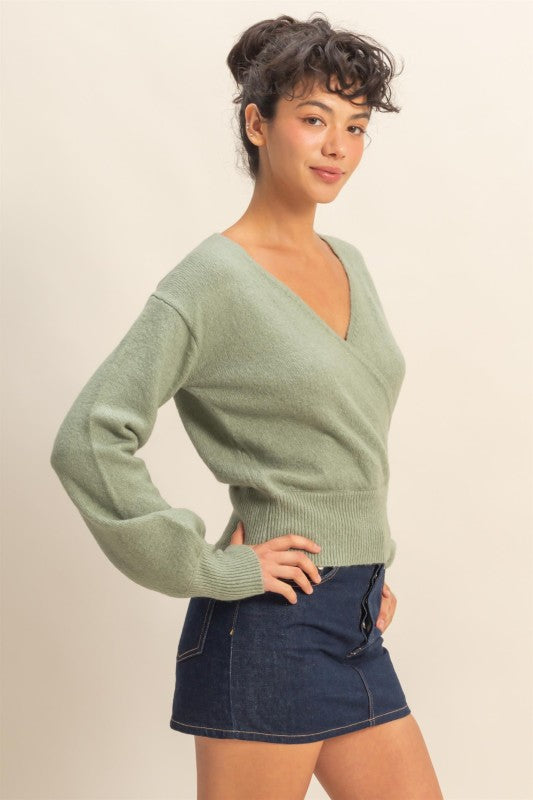 Surplice V Neck Sweater