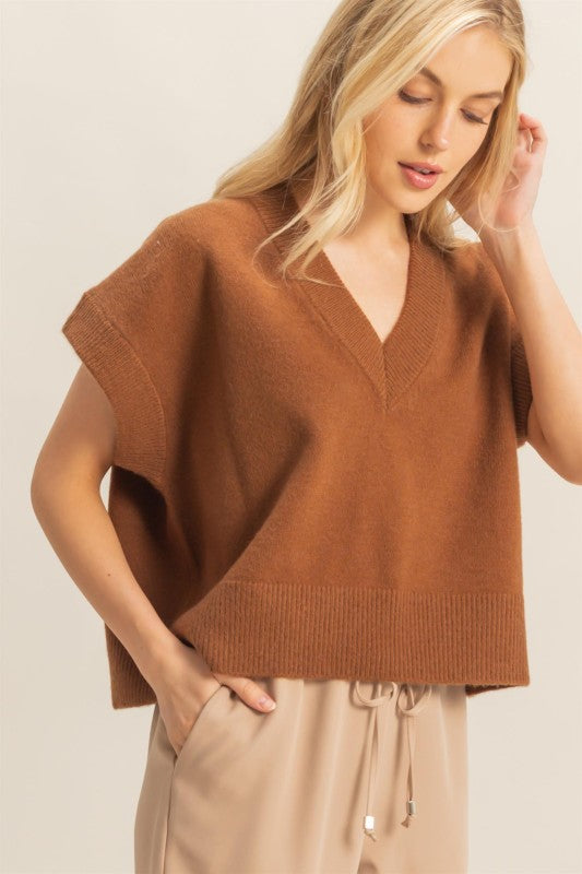 Oversized V-neck Sweater Vest