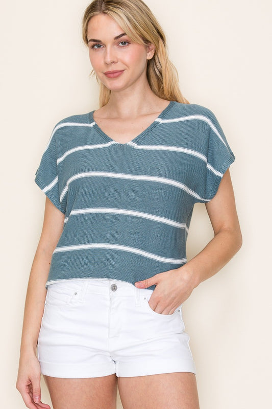 Extended Sleeve Stripe Top