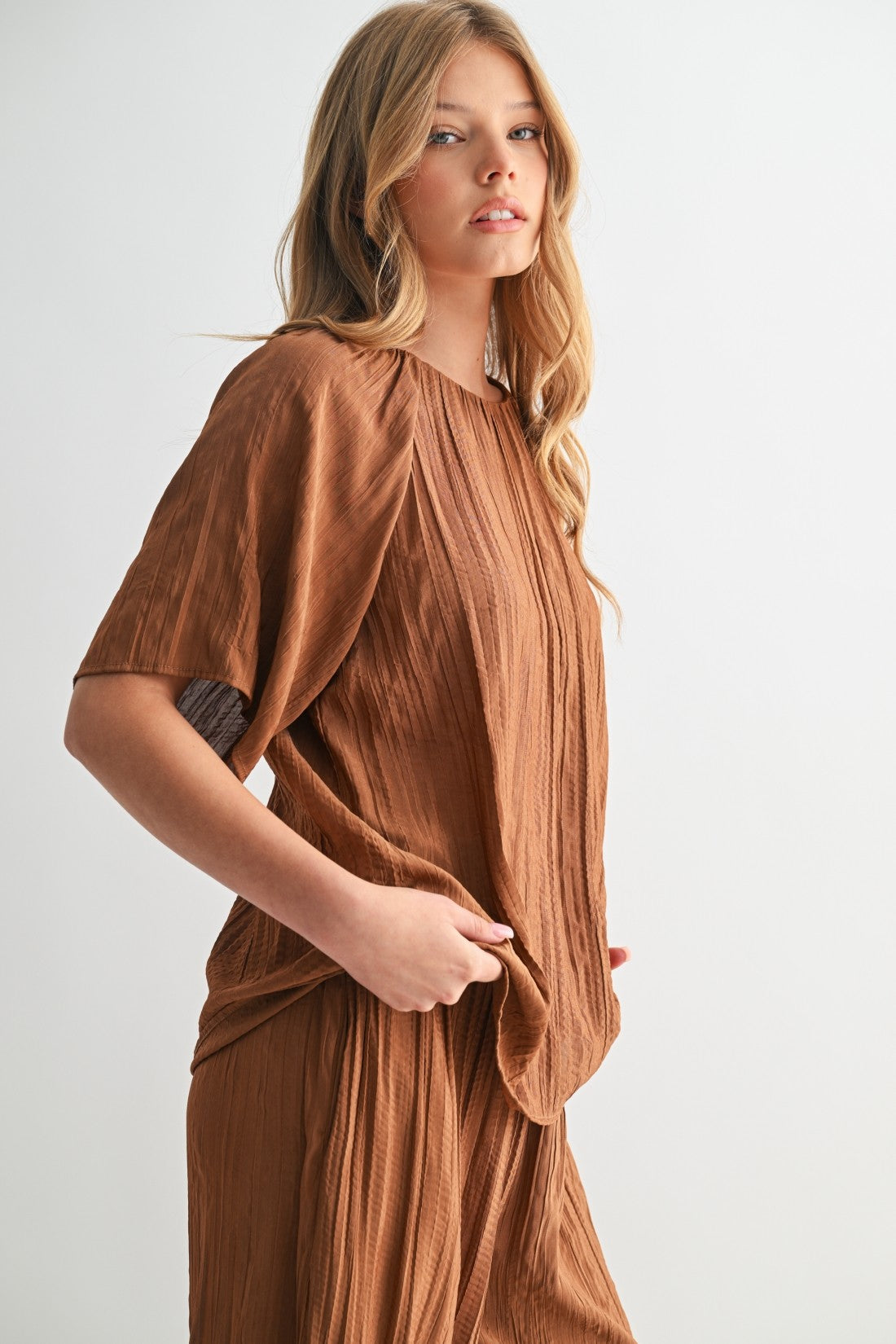 Crinkle Blouse in Copper