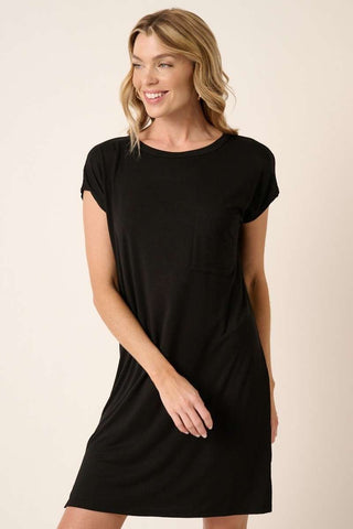 Bamboo Dolman Sleeve Mini Dress in Navy