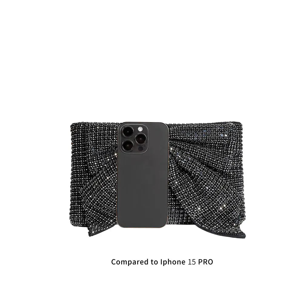 Jada Black Bow Rhinestone Crossbody Bag