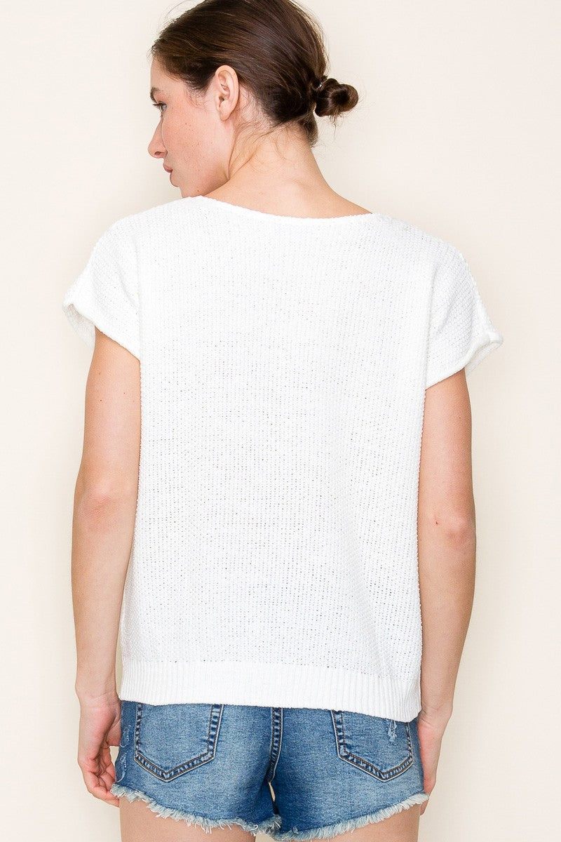 Wide Neck Top in Ivory