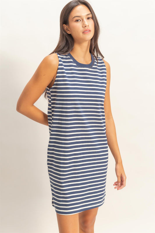 Stripe Tank Top Dress in Navy