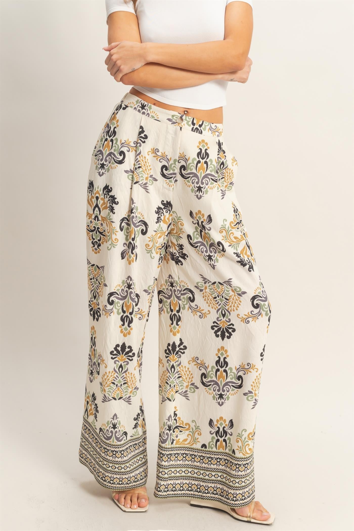 Wide-leg Printed Palazzo Pants