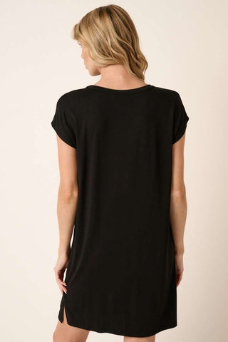 Bamboo Dolman Sleeve Mini Dress in Black