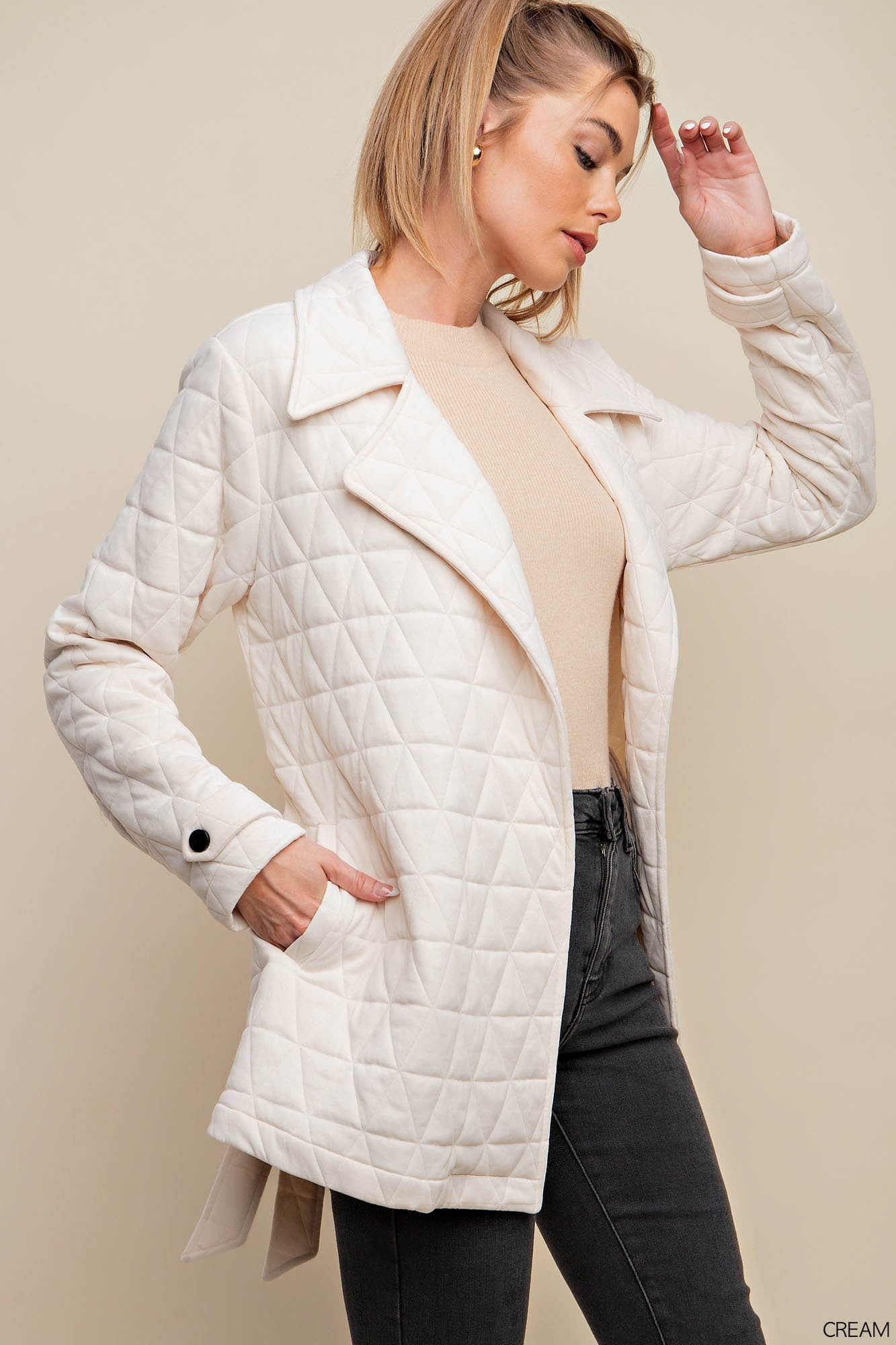 Curvy Quilted Jacket in Cream