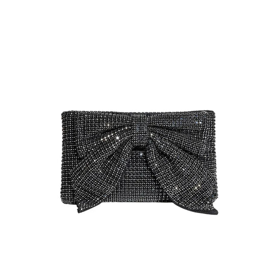 Jada Black Bow Rhinestone Crossbody Bag