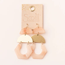 Stone Cutout Earrings in Aqua Sunstone/Gold