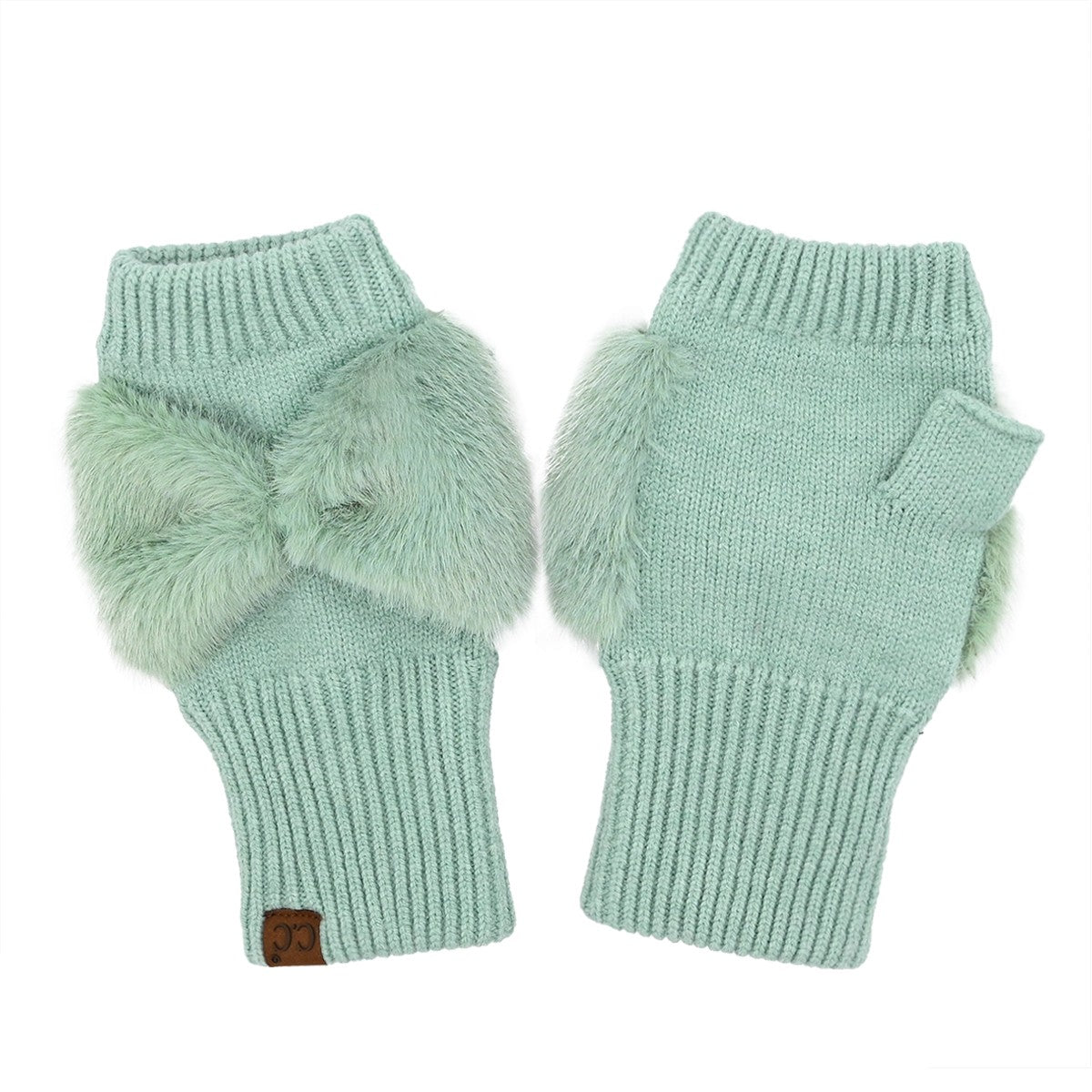 C.C. Faux Fur Fingerless Bow Glove Collection