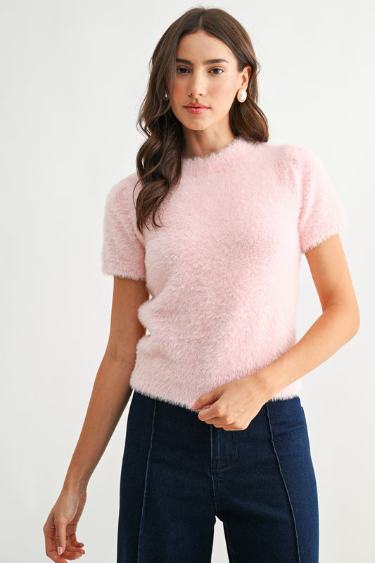 Soft Pink Fuzzy Sweater