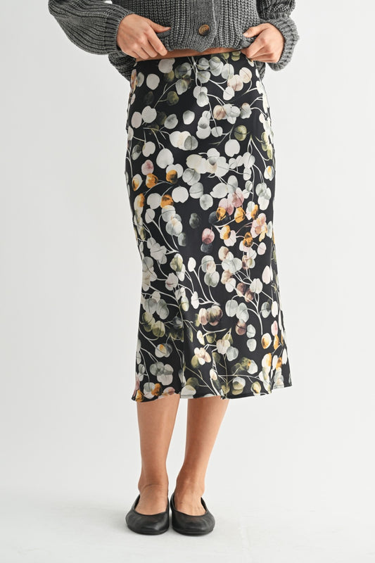 Flower Print Midi Skirt