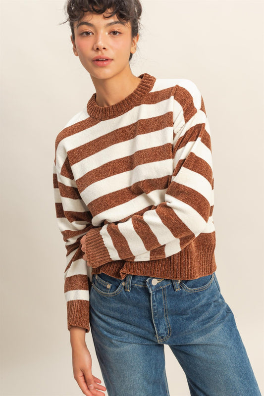 Striped Sweater With Ribbed Edge