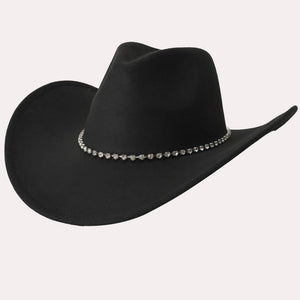 Rhinestone Line Cowboy Hat in Black