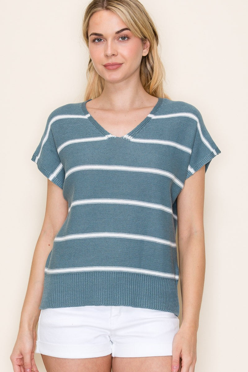 Extended Sleeve Stripe Top