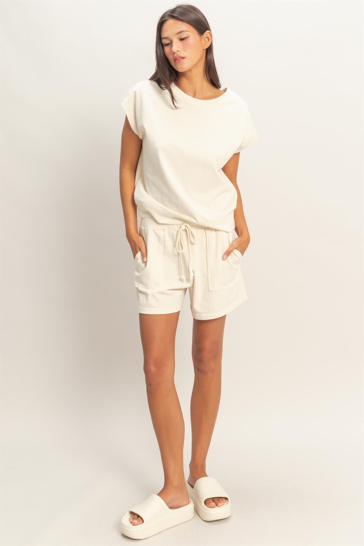 2 piece shorts set in 100% cotton fabric