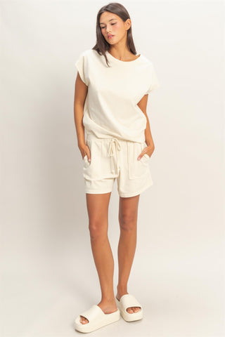 2 piece shorts set in 100% cotton fabric