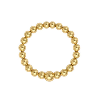 Classic 2mm Beaded Stretchy Ring in Gold