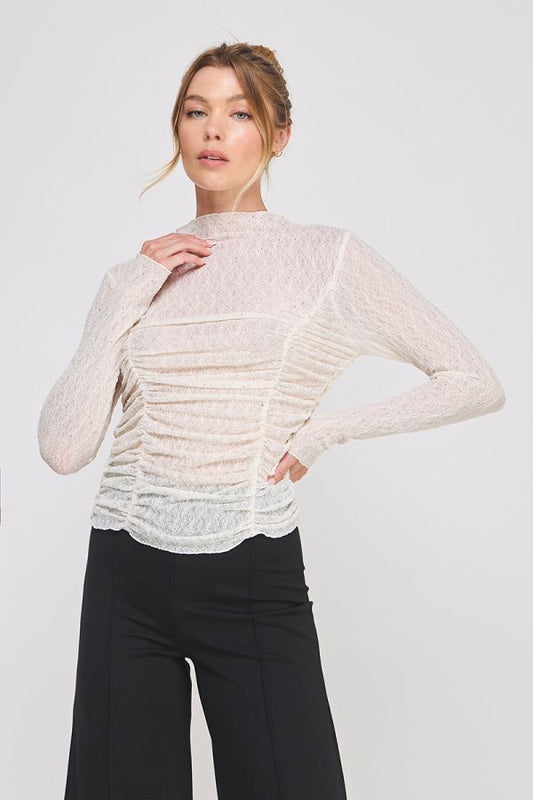 Lace Embellished Top in Natural