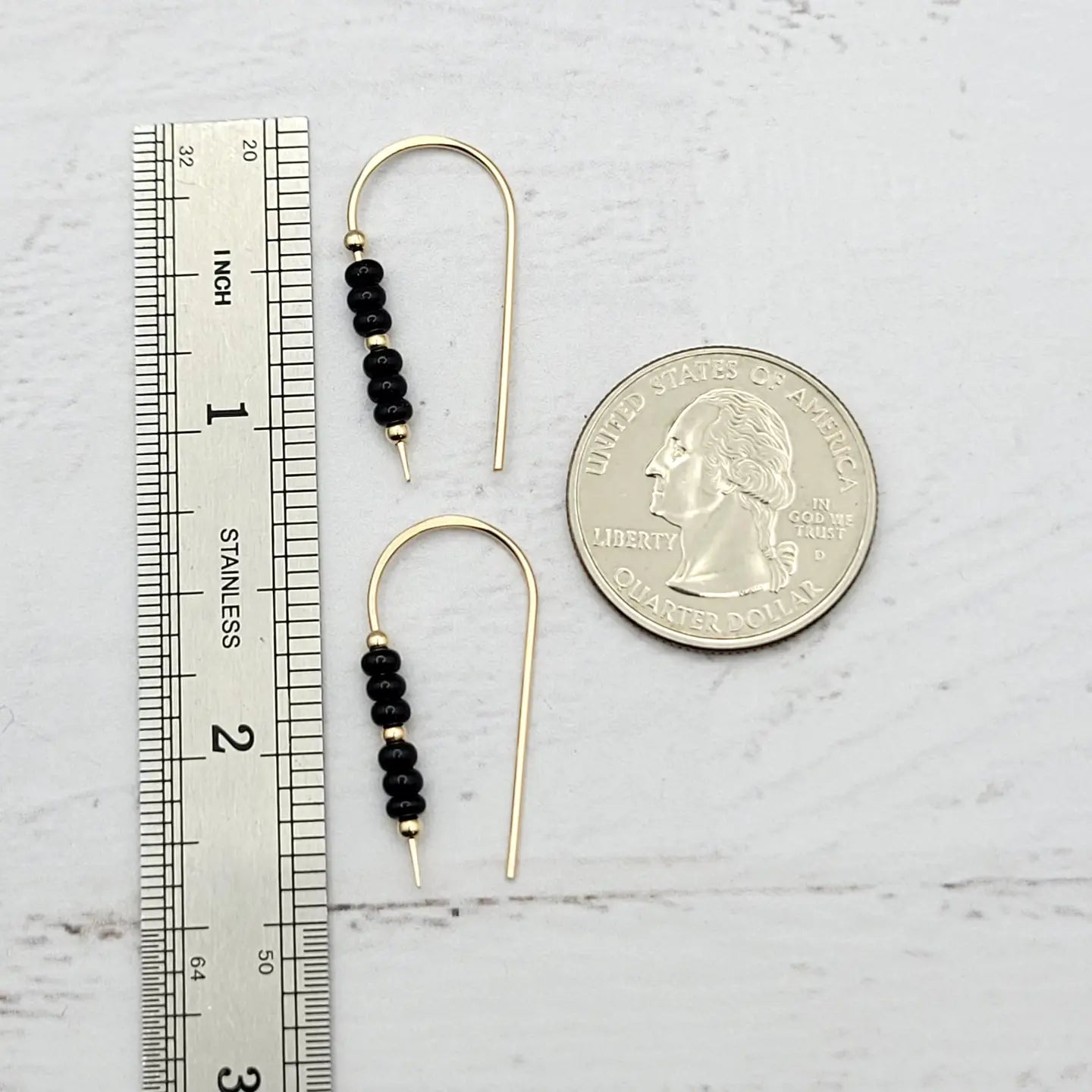 Gold & Black Threader Earrings