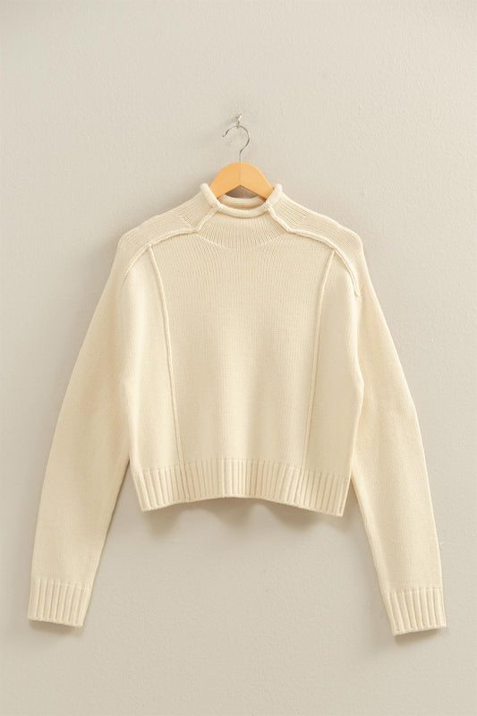 High Roll Neck Sweater in Cream