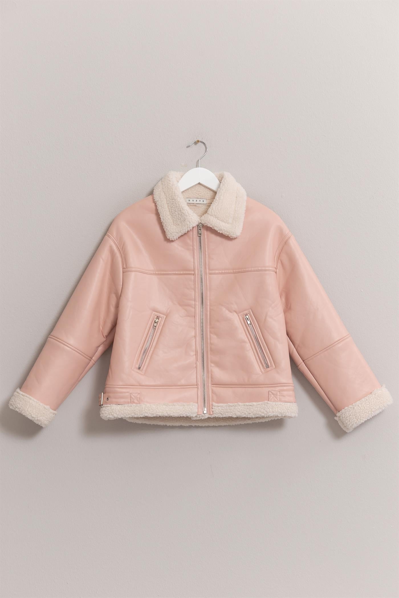 Fur Contract PU Jacket in Blush