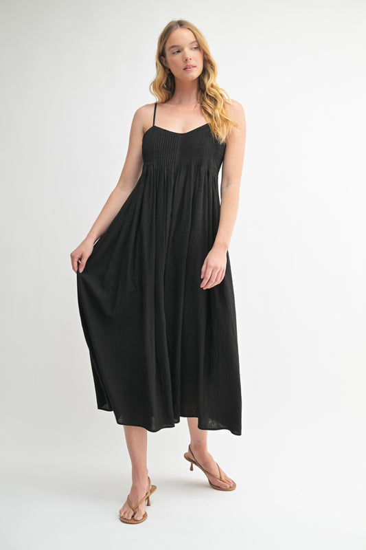 Leah Linen Blend Dress in Black