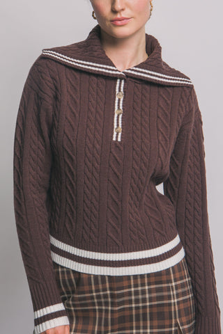 Sailor Collar Sweater in Brown